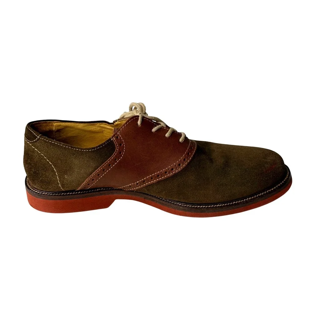 1901 Mens Brown Suede Leather Saddle Oxford Shoes M23109 Size 8.5 M Brazil